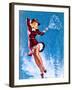 Caught in the Draft (What's Up) Pin-Up c1940s-Gil Elvgren-Framed Art Print