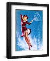 Caught in the Draft (What's Up) Pin-Up c1940s-Gil Elvgren-Framed Art Print