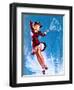 Caught in the Draft (What's Up) Pin-Up c1940s-Gil Elvgren-Framed Art Print