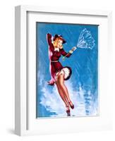 Caught in the Draft (What's Up) Pin-Up c1940s-Gil Elvgren-Framed Art Print