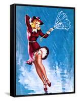 Caught in the Draft (What's Up) Pin-Up c1940s-Gil Elvgren-Framed Stretched Canvas