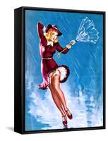 Caught in the Draft (What's Up) Pin-Up c1940s-Gil Elvgren-Framed Stretched Canvas