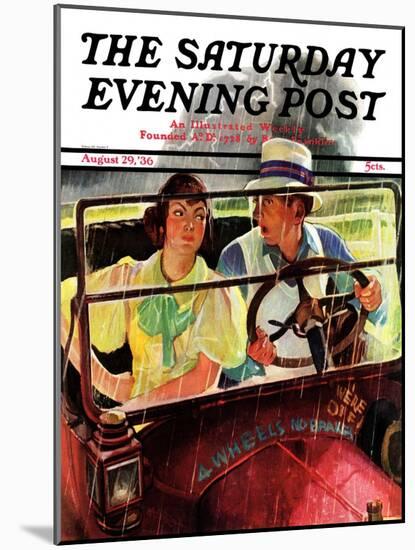 "Caught in the Rain," Saturday Evening Post Cover, August 29, 1936-Albert W. Hampson-Mounted Premium Giclee Print