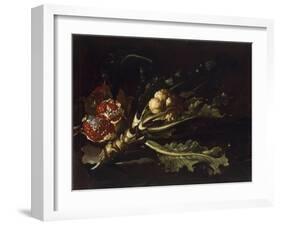 Cauliflower and Pomegranates-Pietro Paolo Bonzi-Framed Giclee Print