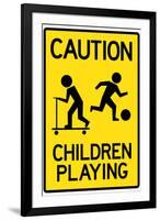 Caution Children Playing-null-Framed Art Print