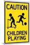 Caution Children Playing-null-Mounted Art Print