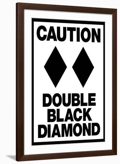 Caution Double Black Diamond-null-Framed Art Print