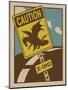Caution Dragon Crossing-ALI Chris-Mounted Giclee Print
