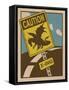 Caution Dragon Crossing-ALI Chris-Framed Stretched Canvas
