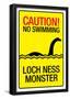 Caution Loch Ness Monster Sign Art Poster Print-null-Framed Poster