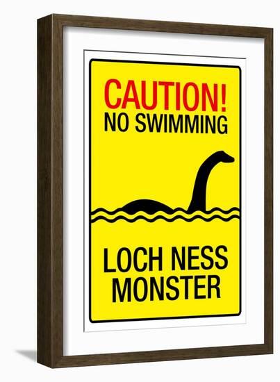 Caution Loch Ness Monster-null-Framed Art Print
