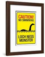 Caution Loch Ness Monster-null-Framed Art Print