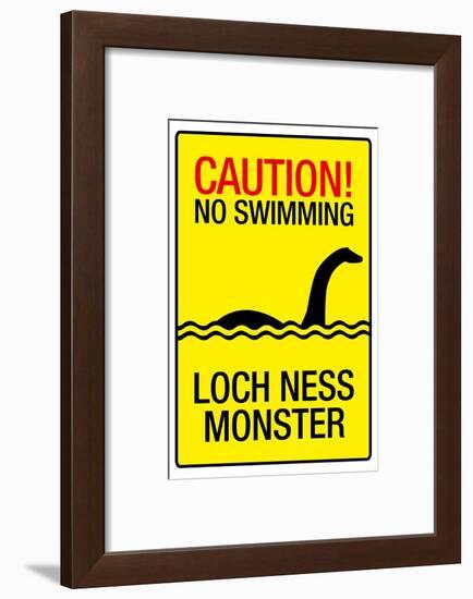 Caution Loch Ness Monster-null-Framed Art Print