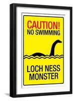 Caution Loch Ness Monster-null-Framed Art Print