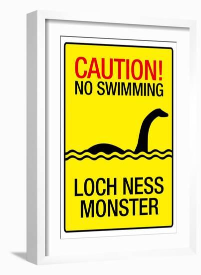 Caution Loch Ness Monster-null-Framed Art Print