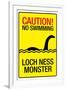 Caution Loch Ness Monster-null-Framed Art Print