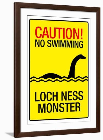 Caution Loch Ness Monster-null-Framed Art Print