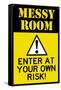 Caution Messy Room Enter At Own Risk Plastic Sign-null-Framed Stretched Canvas