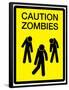 Caution Zombies Sign Art Poster Print-null-Framed Poster