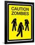 Caution Zombies Sign Art Poster Print-null-Framed Poster