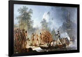 Cautious Landing at Tanna, New Hebrides in 1774, from Voyages of Captain James Cook, 1728-79-William Hodges-Framed Giclee Print