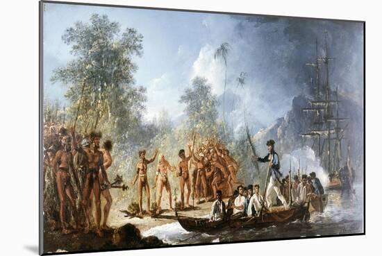 Cautious Landing at Tanna, New Hebrides in 1774, from Voyages of Captain James Cook, 1728-79-William Hodges-Mounted Giclee Print