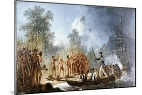 Cautious Landing at Tanna, New Hebrides in 1774, from Voyages of Captain James Cook, 1728-79-William Hodges-Mounted Giclee Print
