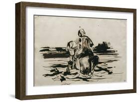 Cavalier arabe traversant un gué-Eugene Delacroix-Framed Giclee Print