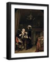 Cavalier in the Shop, 1660-Frans van Mieris the Elder-Framed Giclee Print