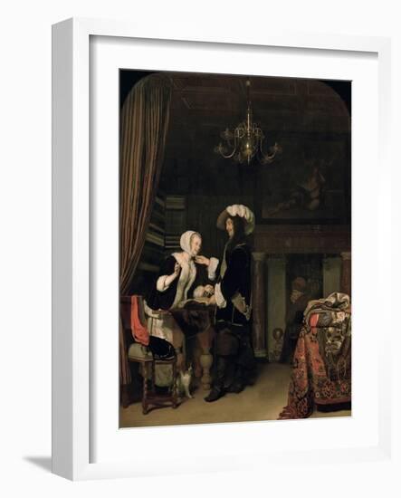 Cavalier in the Shop, 1660-Frans van Mieris the Elder-Framed Giclee Print