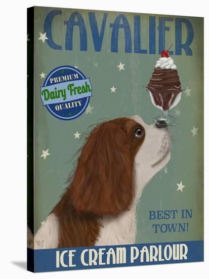 Cavalier King Charles, Brown White, Ice Cream-Fab Funky-Stretched Canvas