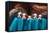 Cavalier Puppies Peeking Out of a Basket-Zandria Muench Beraldo-Framed Stretched Canvas