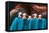 Cavalier Puppies Peeking Out of a Basket-Zandria Muench Beraldo-Framed Stretched Canvas