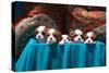 Cavalier Puppies Peeking Out of a Basket-Zandria Muench Beraldo-Stretched Canvas