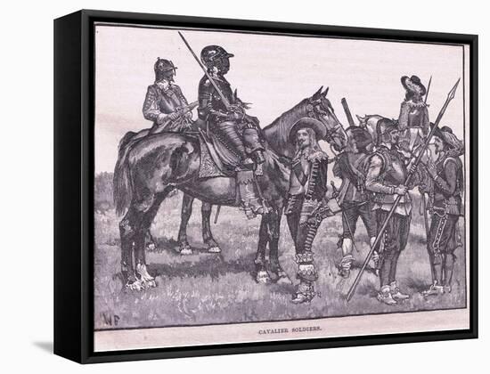 Cavalier Soldiers Ad 1645-Walter Stanley Paget-Framed Stretched Canvas