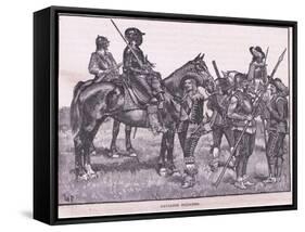 Cavalier Soldiers Ad 1645-Walter Stanley Paget-Framed Stretched Canvas