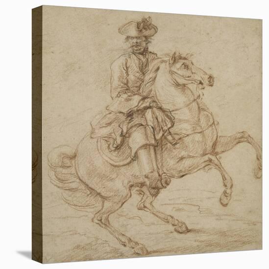 Cavalier sur un cheval piaffant ou caracolant-Charles Parrocel-Stretched Canvas