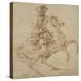 Cavalier sur un cheval piaffant ou caracolant-Charles Parrocel-Stretched Canvas