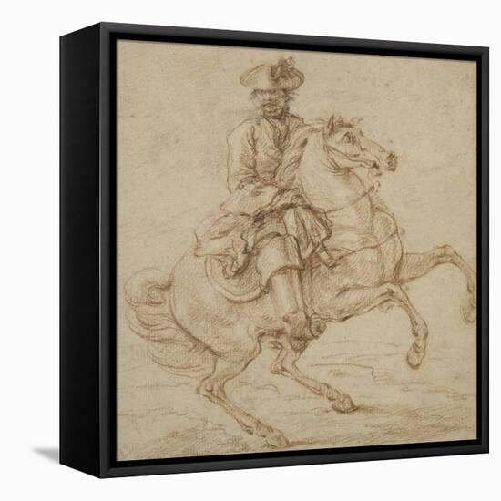 Cavalier sur un cheval piaffant ou caracolant-Charles Parrocel-Framed Stretched Canvas