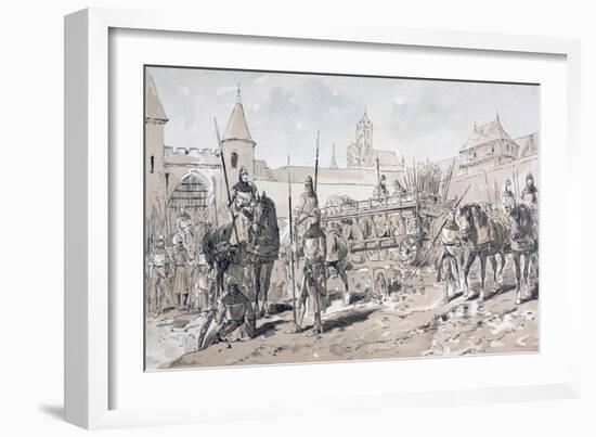 Cavalry and Foot Soldiers with Horse Drawn Wagon Carrying Arms and Supplies During the 13th Century-Armand Jean Heins-Framed Giclee Print