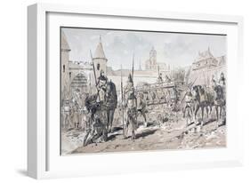 Cavalry and Foot Soldiers with Horse Drawn Wagon Carrying Arms and Supplies During the 13th Century-Armand Jean Heins-Framed Giclee Print