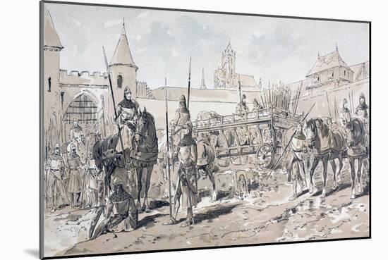 Cavalry and Foot Soldiers with Horse Drawn Wagon Carrying Arms and Supplies During the 13th Century-Armand Jean Heins-Mounted Giclee Print