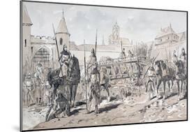 Cavalry and Foot Soldiers with Horse Drawn Wagon Carrying Arms and Supplies During the 13th Century-Armand Jean Heins-Mounted Giclee Print