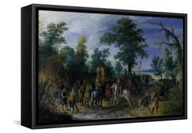 Cavalry and Infantry before a Chapel, before 1610-Sebastian Vrancx-Framed Stretched Canvas