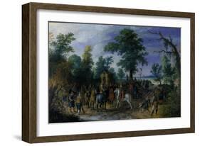 Cavalry and Infantry before a Chapel, before 1610-Sebastian Vrancx-Framed Giclee Print