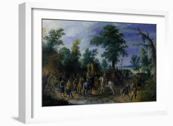 Cavalry and Infantry before a Chapel, before 1610-Sebastian Vrancx-Framed Giclee Print