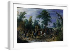 Cavalry and Infantry before a Chapel, before 1610-Sebastian Vrancx-Framed Giclee Print