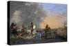 Cavalry Attack at Sunset-Jan Asselijn-Stretched Canvas