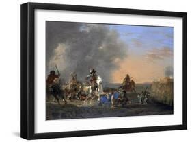 Cavalry Attack at Sunset-Jan Asselijn-Framed Art Print