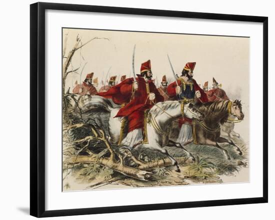 Cavalry Battle in Argentina at Time of Rosas' Dictatorship-null-Framed Giclee Print